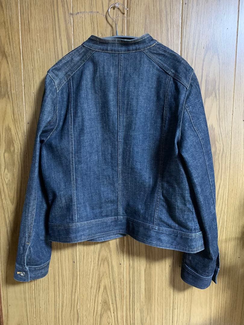 自由区★大きなサイズ　ジップアップノーカラーデニムジャケット48 オンワード樫山