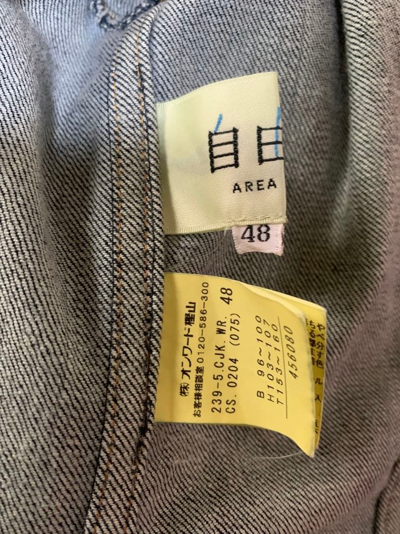 自由区★大きなサイズ　ジップアップノーカラーデニムジャケット48 オンワード樫山
