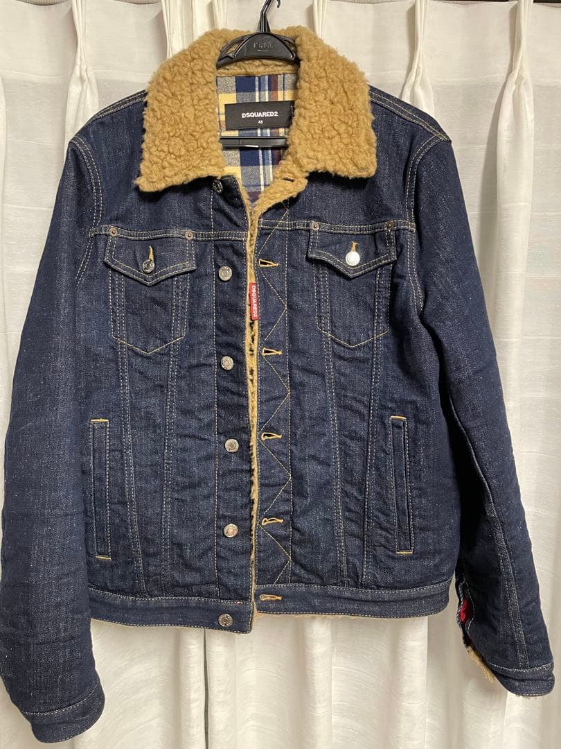 DSQUARED2 ボア襟 ダークブルーデニムジャケット 48