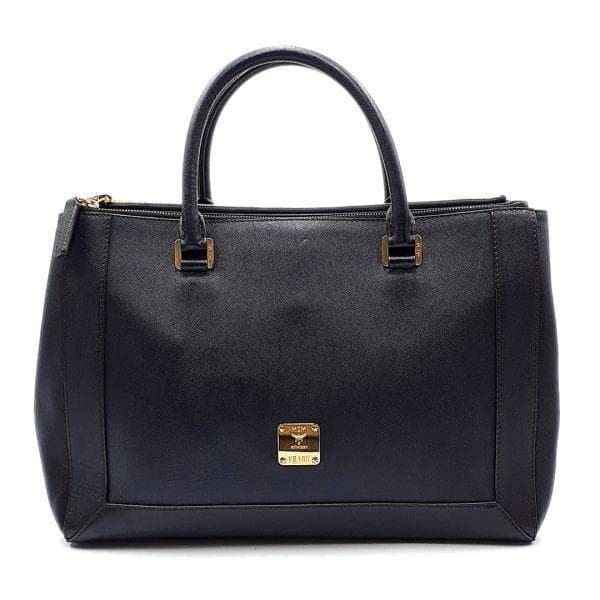 ◆美品◆ エムシーエム MCM ハンドバッグ トートバッグ 鞄 レザー 黒系