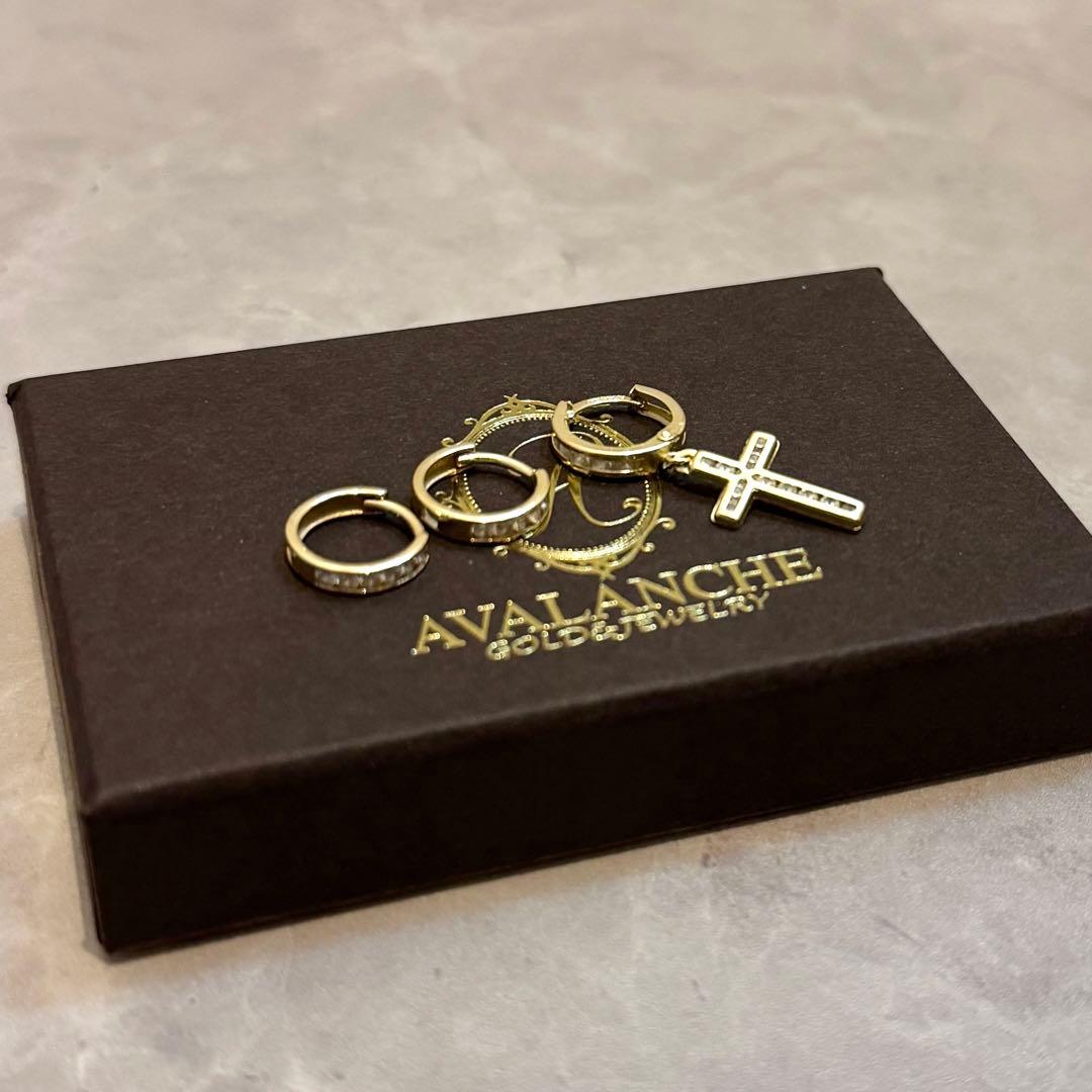 AVALANCHE 10K イエローゴールド ピアス 11mm 3点セット