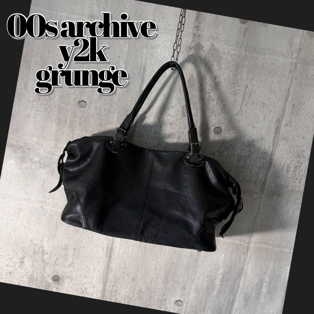 バッグ 00s archive leather boston bag y2k
