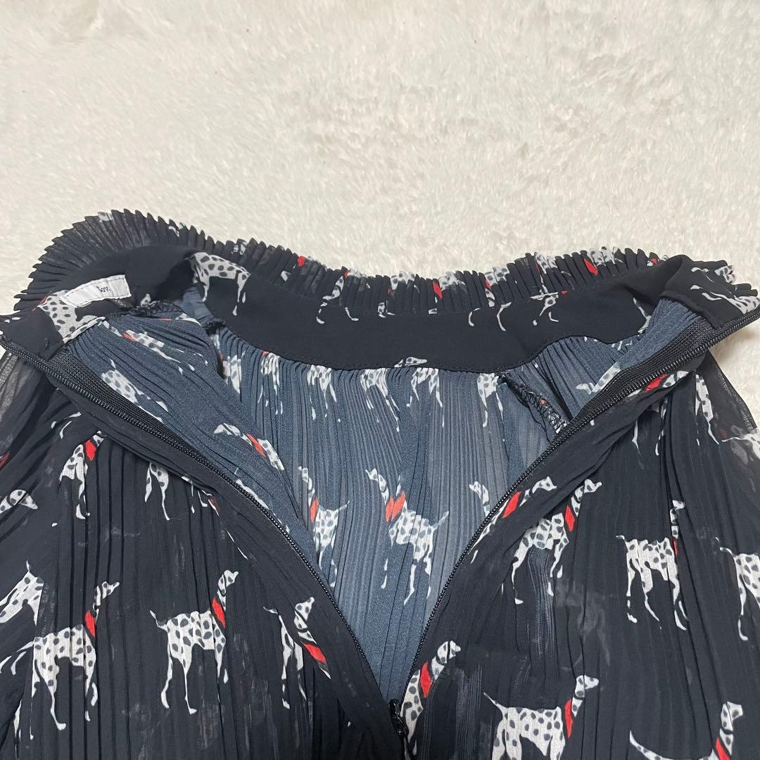 Sov. ソブ　ダルメシアン　ロング　プリーツ　ワンピース　ブラック　黒　36