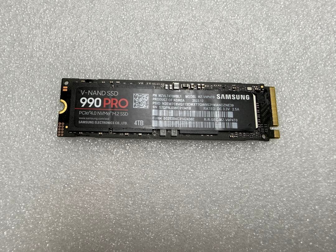 内蔵型SSD Samsung 990 PRO 4TB NVMe SSD