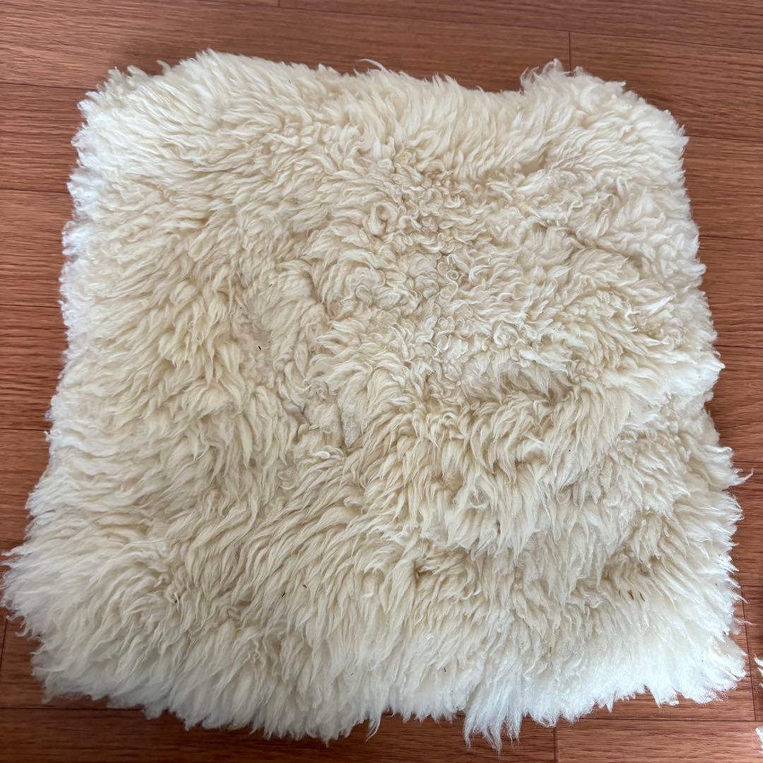 ムートン　羊毛　座布団　クッション　ファーラグ3枚セット