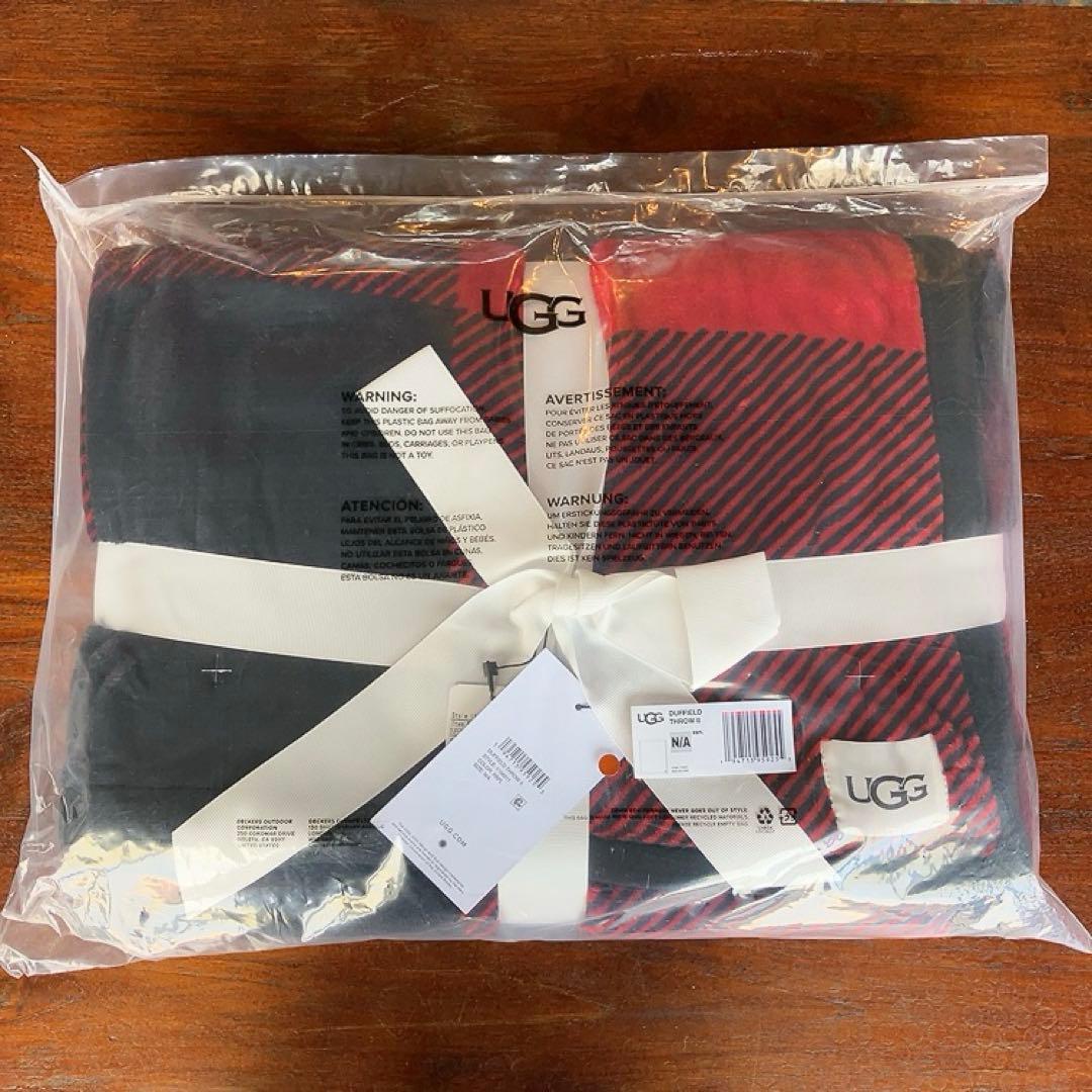 UGG新品ブランケット ミニ毛布 チェック 赤黒