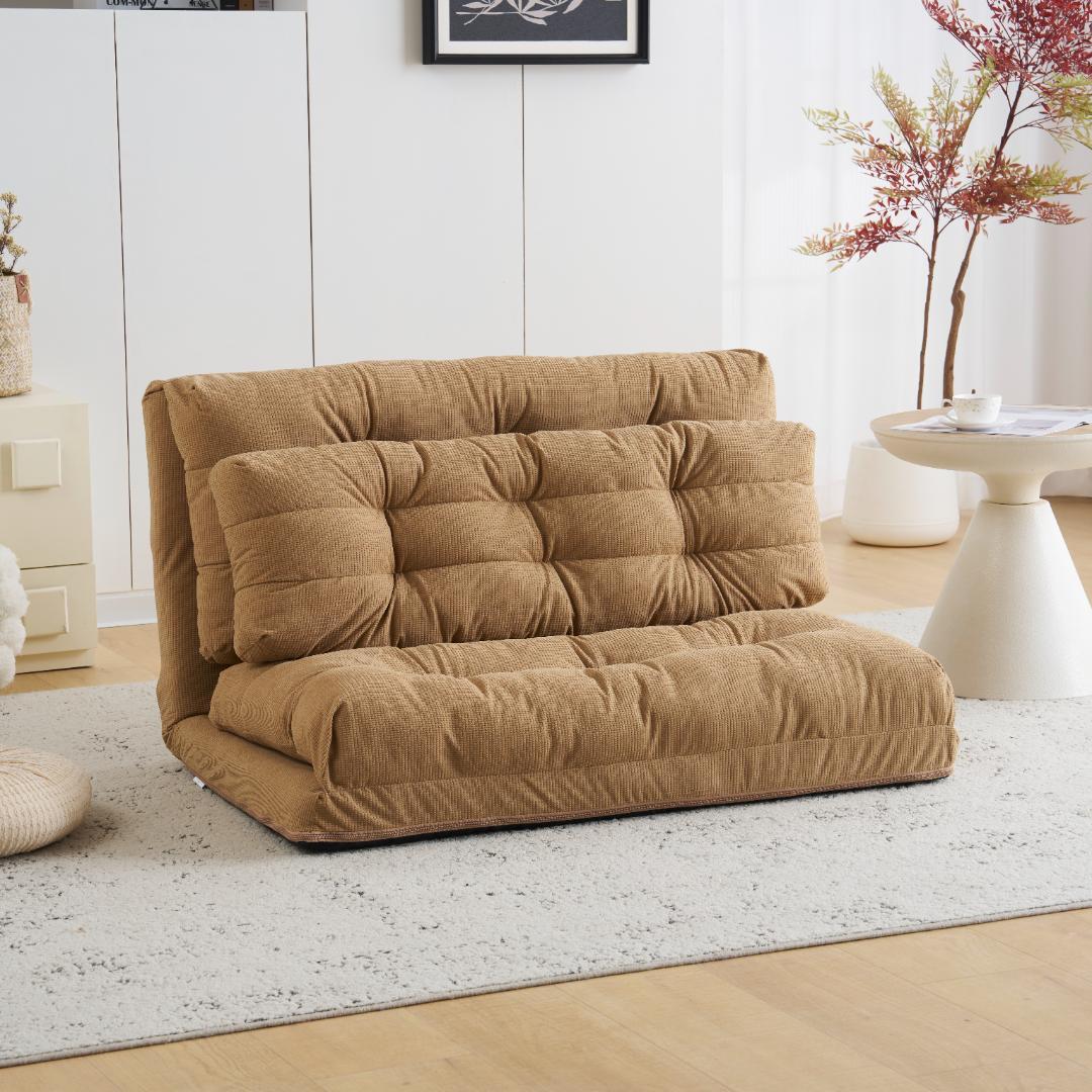 ローソファー 2人掛け ソファベッド 6段階リクライニング 折りたたみ 座椅子