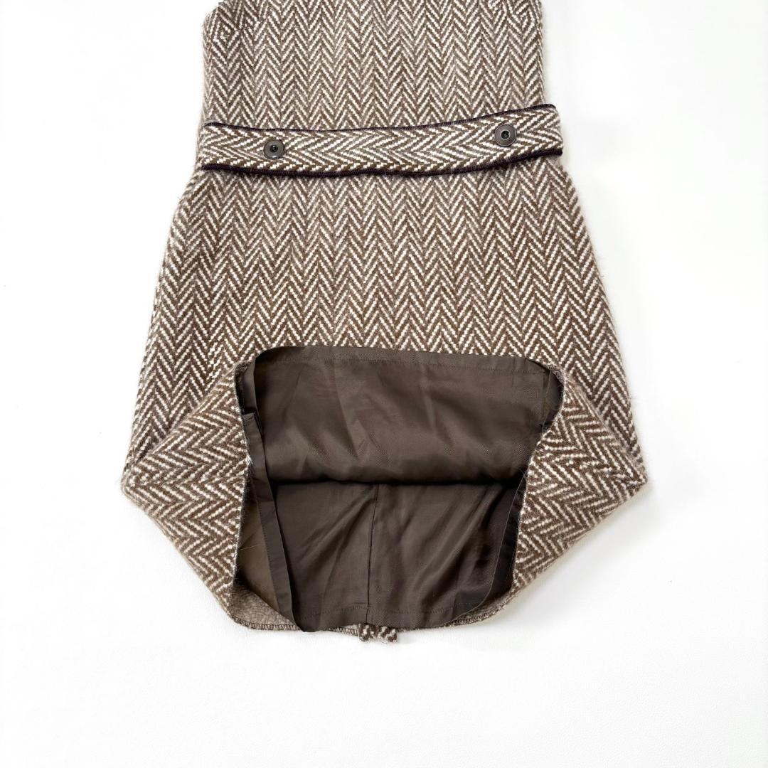 ミナペルホネン abeille ヘリンボーン ワンピース アンゴラ混　ノースリ