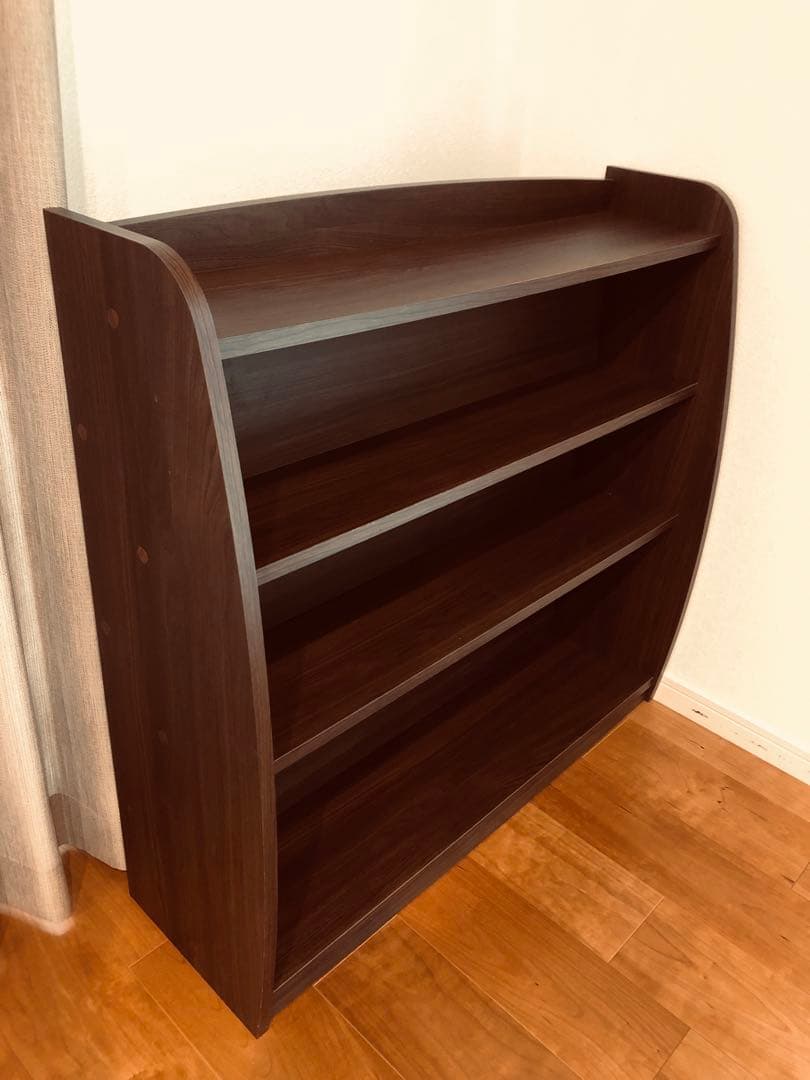 本棚 ロータイプ 幅93cm 木目調 絵本ラック 収納 Large