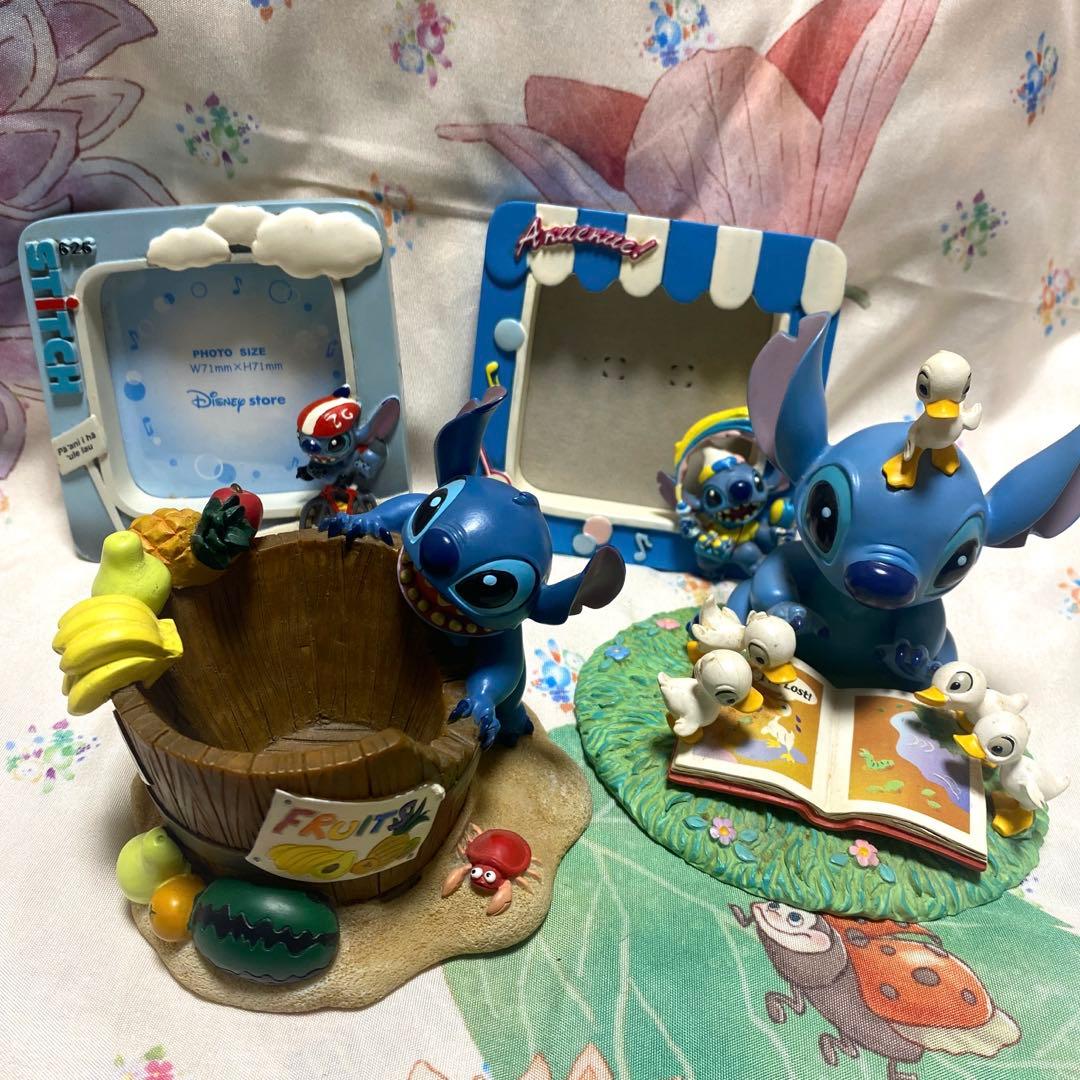 スティッチ アヒル 置物 小物入れ ケース フィギュア ディズニーストア 果物
