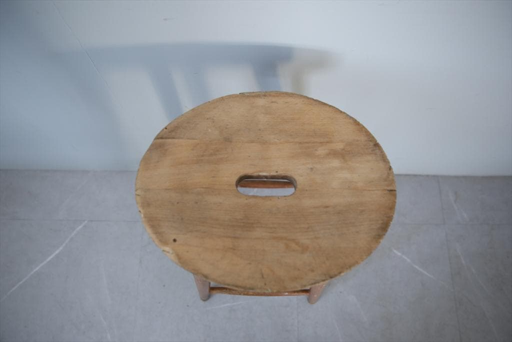 英国アンティーク木製スツール/丸椅子イス/踏み台/腰掛け/飾り棚(92-220)