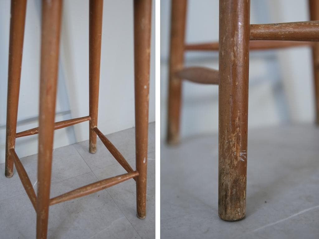 英国アンティーク木製スツール/丸椅子イス/踏み台/腰掛け/飾り棚(92-220)