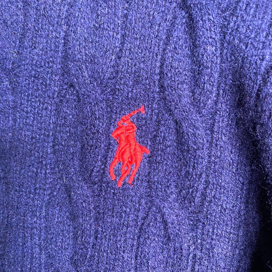 美品✨Ralph Lauren 現行 QR ケーブル ニット カシミヤ XL 紺