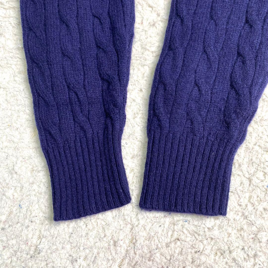 美品✨Ralph Lauren 現行 QR ケーブル ニット カシミヤ XL 紺