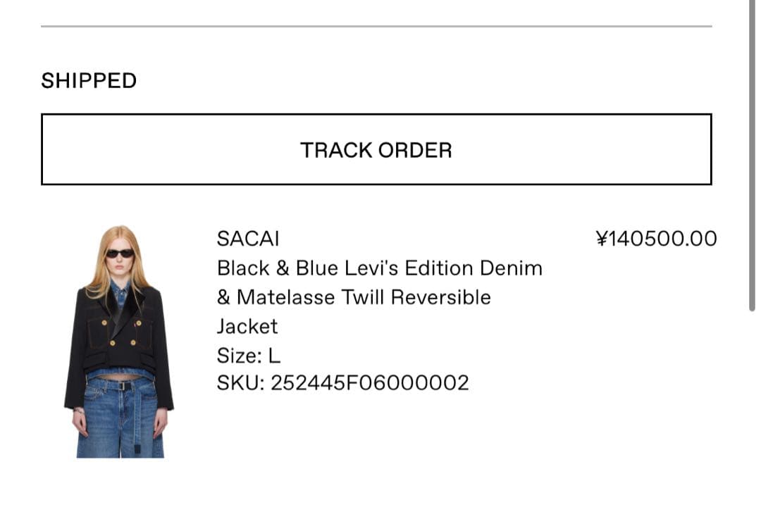 ジャケット・アウター Sacai Levi's Matelasse Twill Jacket