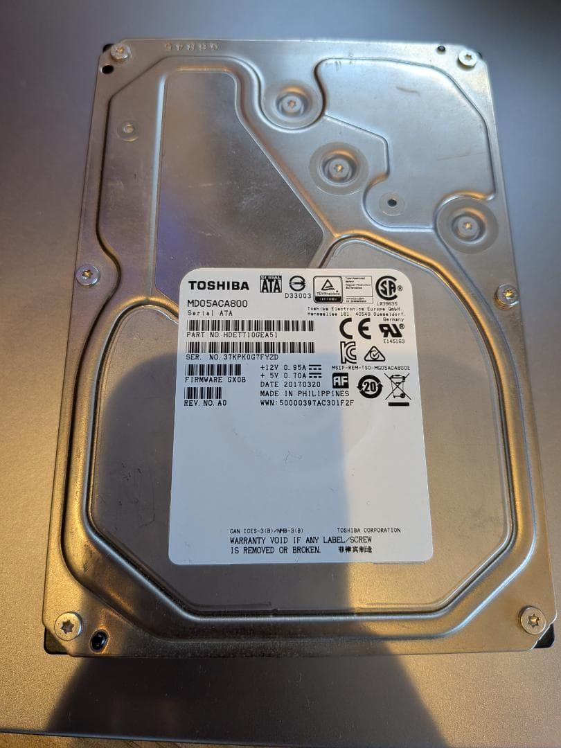内蔵型ハードディスクドライブ Toshiba HDD 8TB MD05ACA800