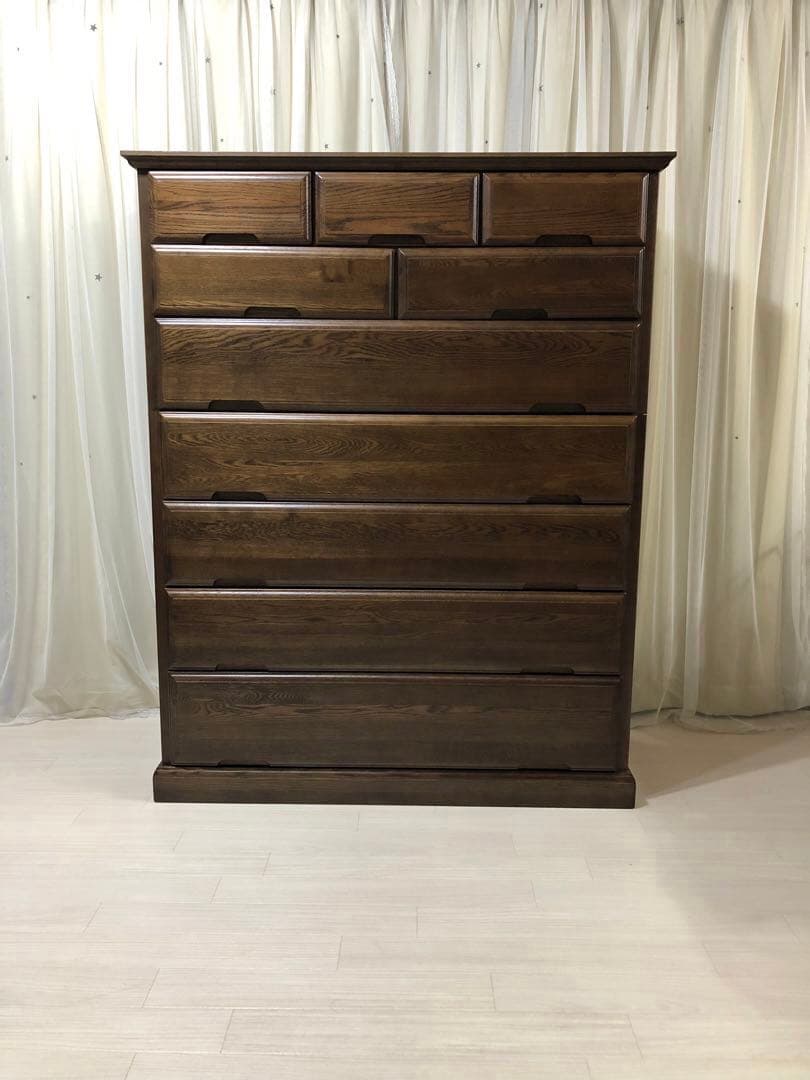 起立木工　ポーラ　ナラ天然木高品質7段チェスト