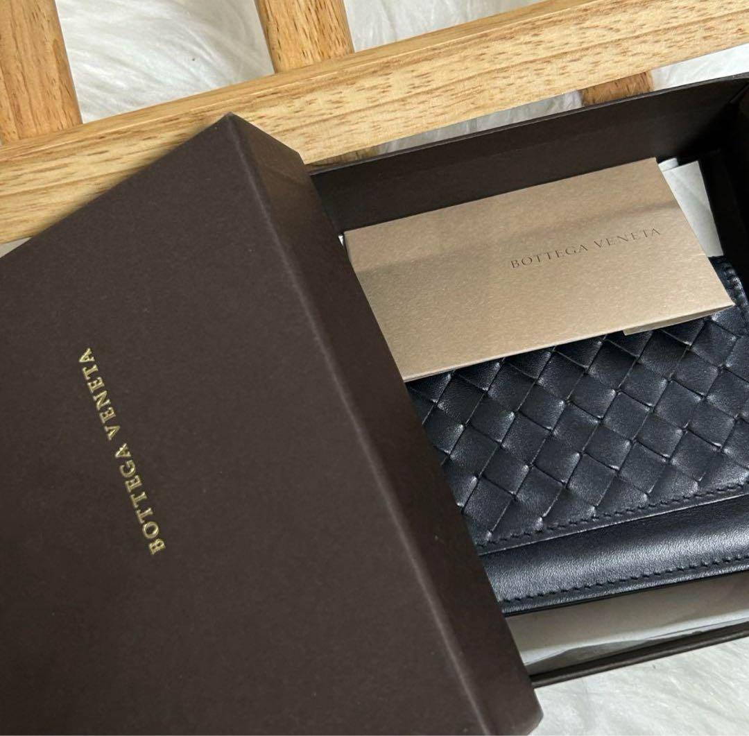 ボッテガヴェネタ イントレチャート 名刺入れ カードケース ブラック レザー