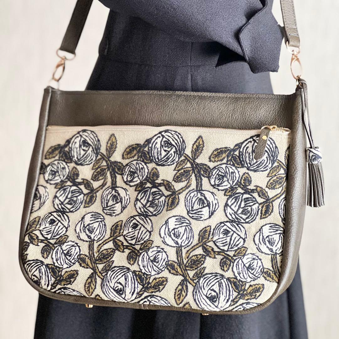 Yuki様　オーダー用　ミナペルホネン&本革 ショルダーバッグ