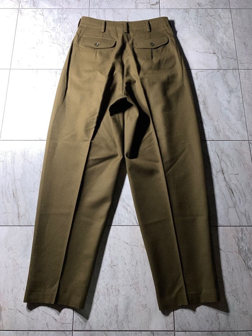 80s〜 HAI イッセイミヤケ タック ウール ワイドスラックス カーキ 美品