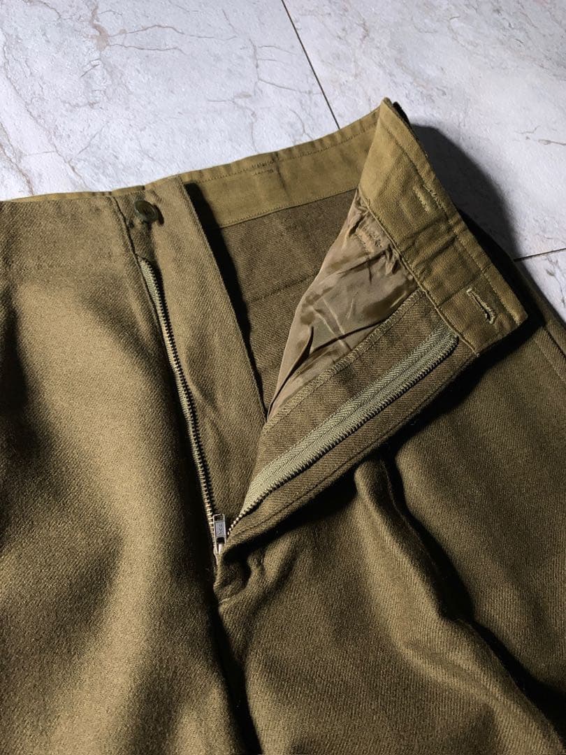 80s〜 HAI イッセイミヤケ タック ウール ワイドスラックス カーキ 美品