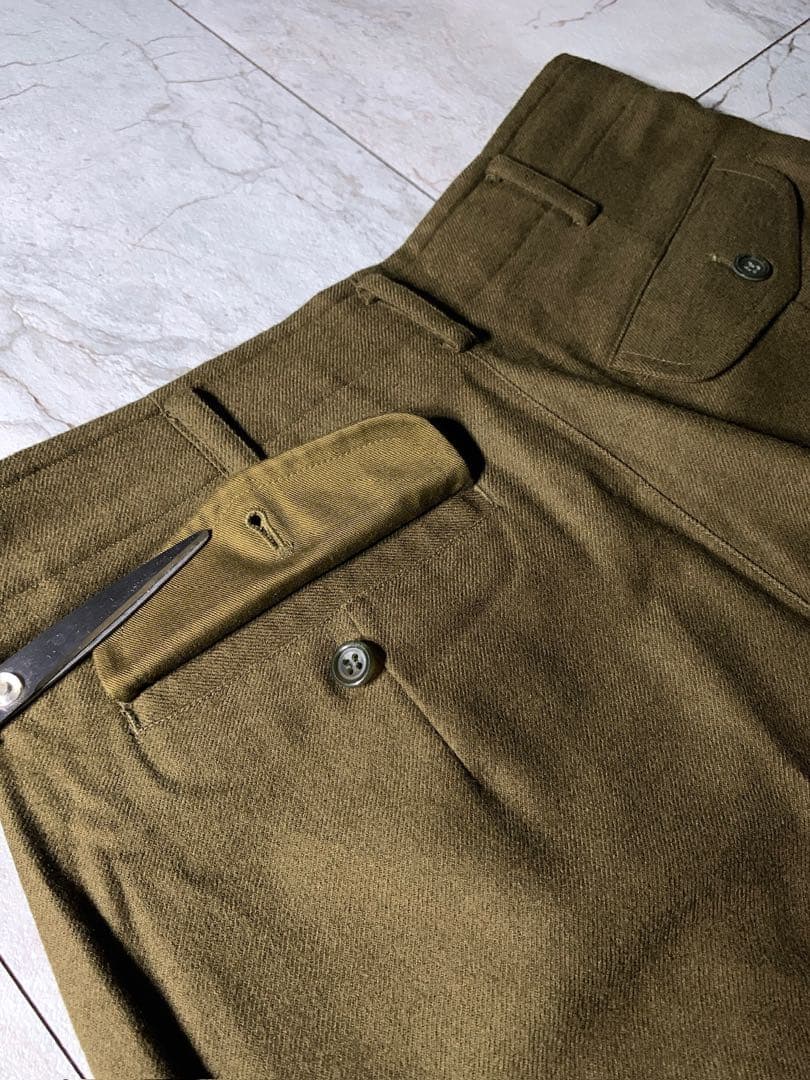 80s〜 HAI イッセイミヤケ タック ウール ワイドスラックス カーキ 美品