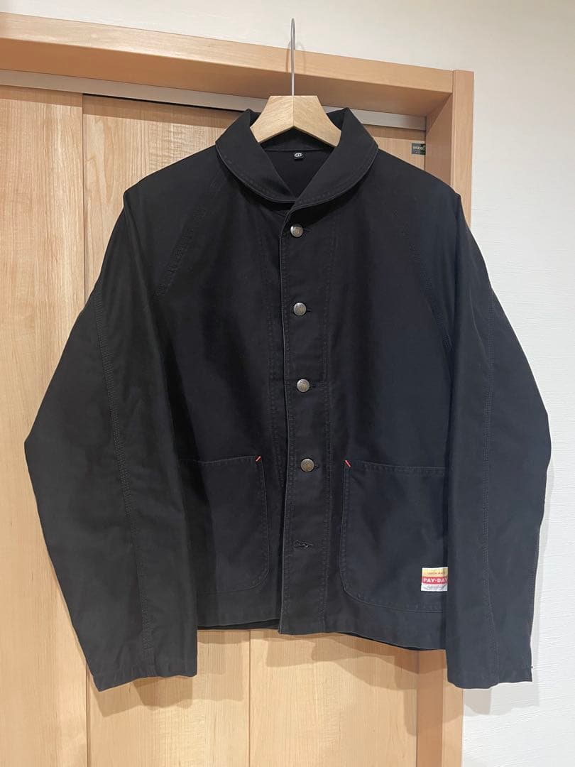 [美品]PAY-DAY ブラックモールスキンカバーオール