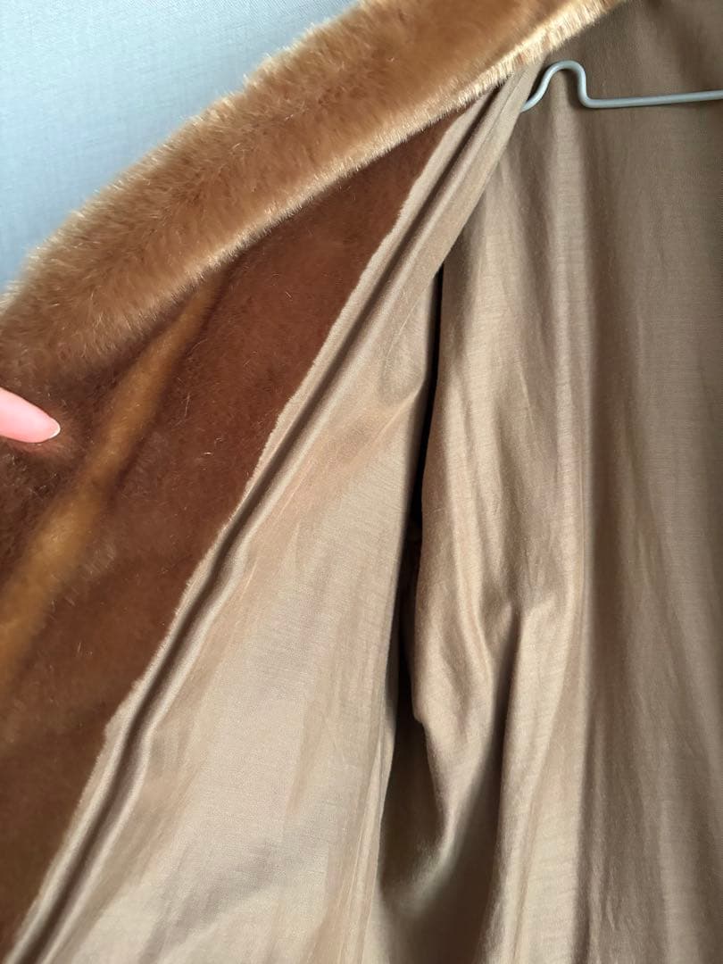 ROKU ブラウンファーコート　フェイクミンクファーコート