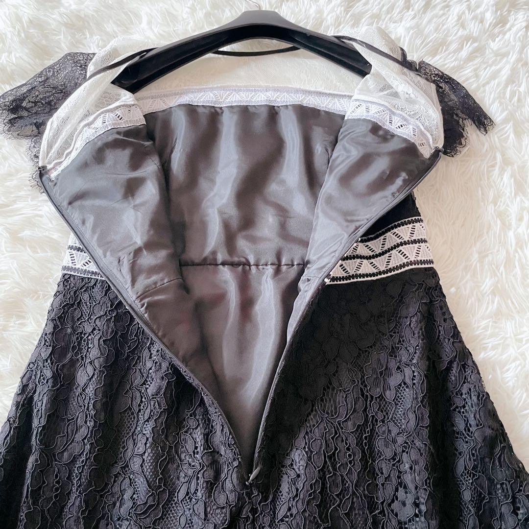 美品 グレースコンチネンタル ロング丈 ワンピース 総レース ドレス 刺繍 黒