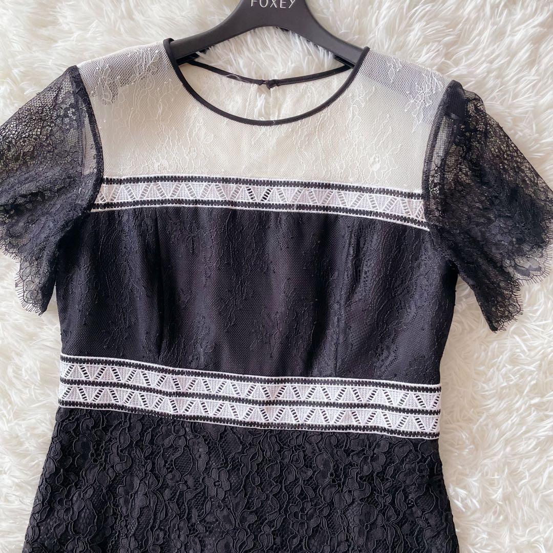 美品 グレースコンチネンタル ロング丈 ワンピース 総レース ドレス 刺繍 黒