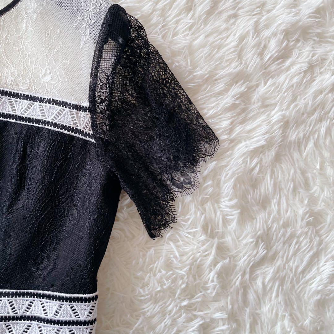 美品 グレースコンチネンタル ロング丈 ワンピース 総レース ドレス 刺繍 黒