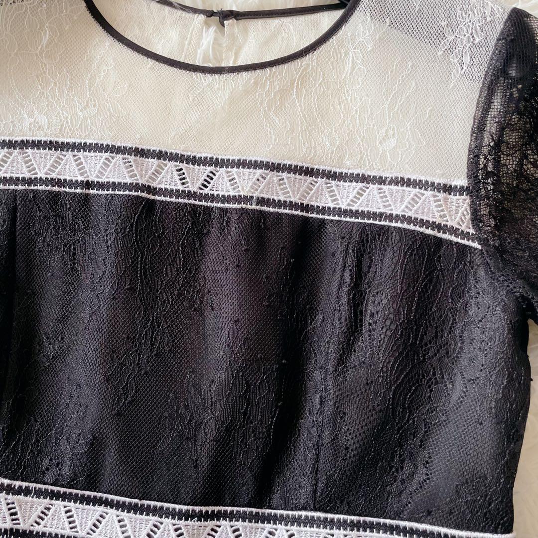 美品 グレースコンチネンタル ロング丈 ワンピース 総レース ドレス 刺繍 黒