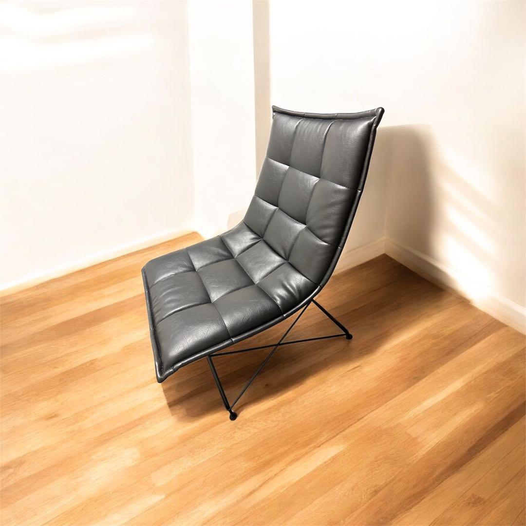 デザイナーズチェア ブラック レザー調 モダン 1人掛け