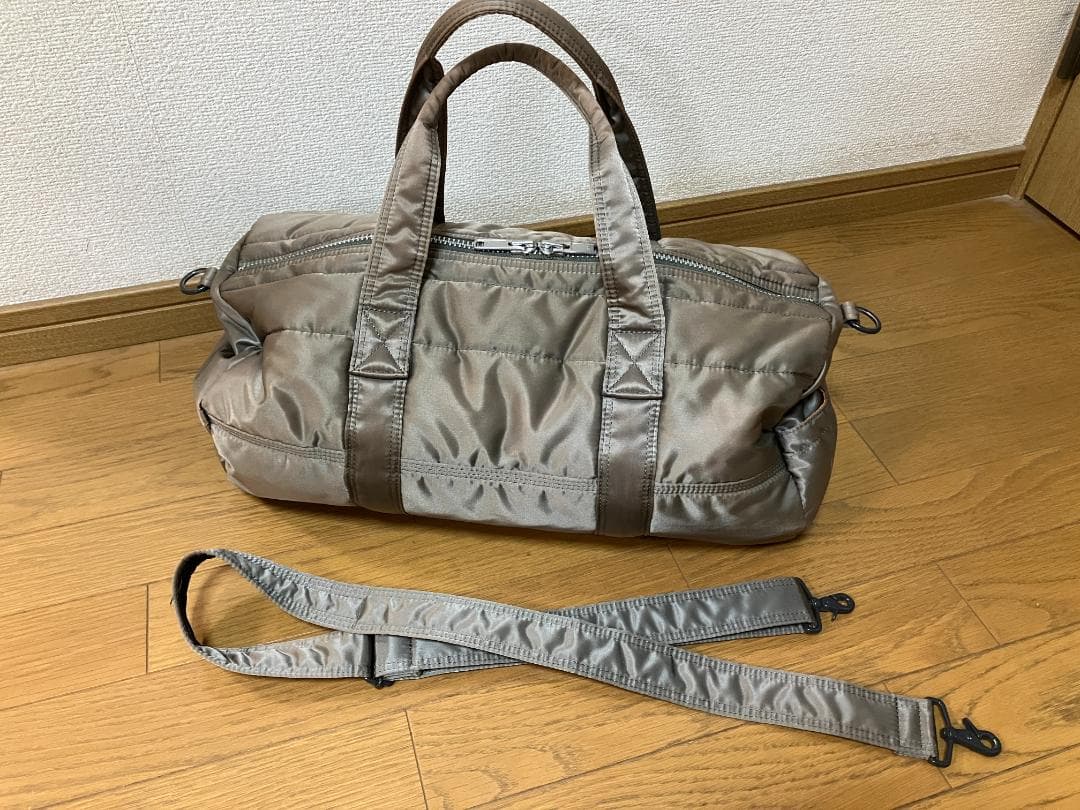 【中古】☆PORTER シルバーグレードラムバッグ ショルダーストラップ付き☆