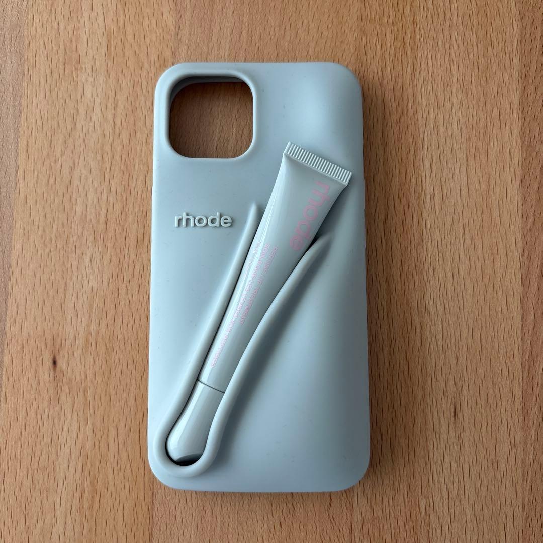 rhode iPhone 15シリコンケース グレー リップ付き