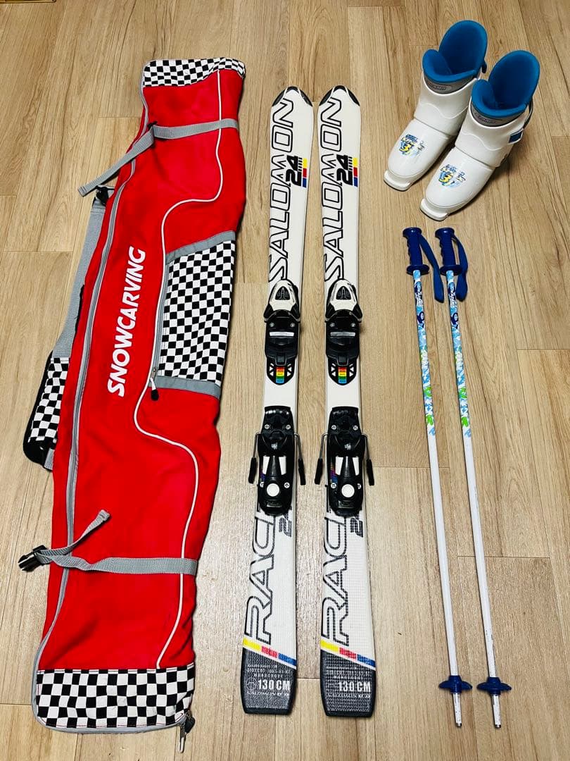 【子供スキーセット】SALOMON 130cm ブーツ ストック他 ケース付属