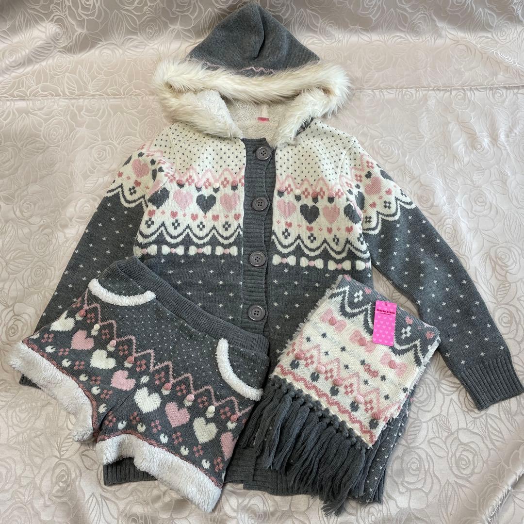 mezzo piano ハート柄セットアウターコートパンツマフラーまとめ売り