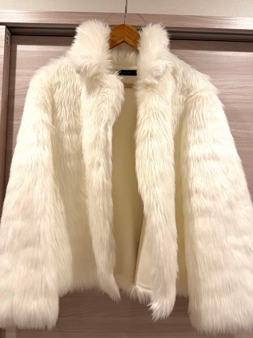 YOKO CHAN ホワイト フェイクファーコート