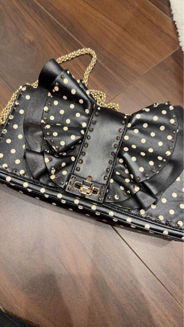 VALENTINO ドット柄リボンパーティーバッグ　ヴァレンチ