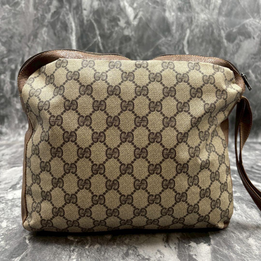✨美品✨GUCCI GG クラッチバッグ ベージュ ブラウン レザー ロゴ 金具