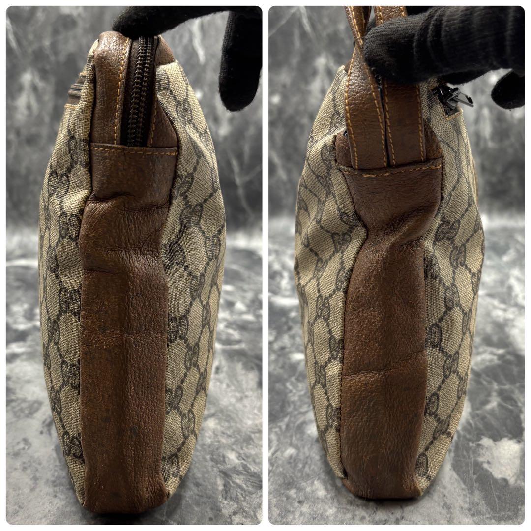 ✨美品✨GUCCI GG クラッチバッグ ベージュ ブラウン レザー ロゴ 金具