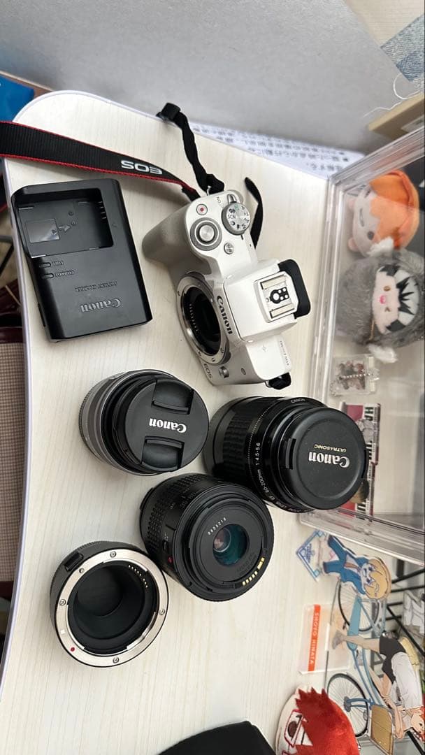 Canon EOS KissM2 ホワイト ミラーレスカメラ 本体とレンズ3個