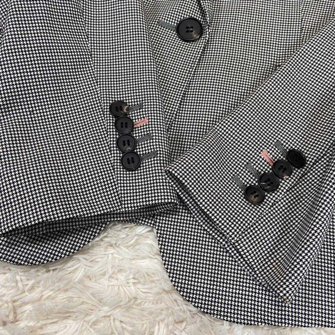 インディヴィ　スカートスーツ　イタリア高級生地 ロロピアーナ　シルク混　千鳥柄