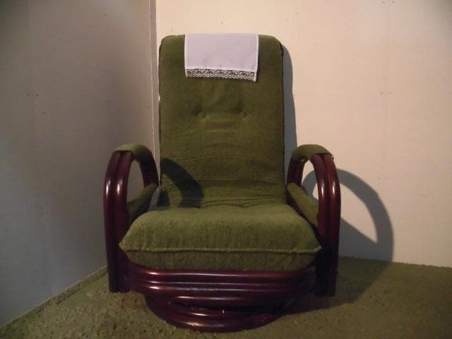 アウトレット【送料無料】高級ラタンギア式リクライニング回転座椅子【ミドル】GR