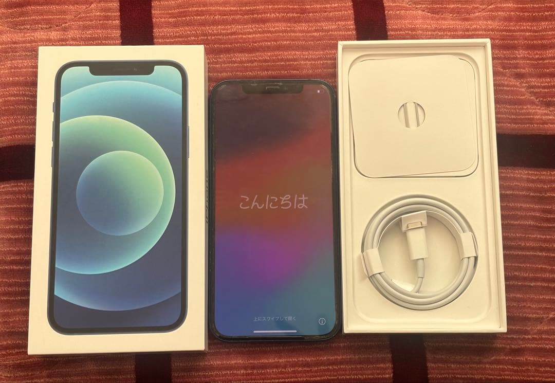 iPhone 12 本体　64GB ブルー　箱、ケーブル付き