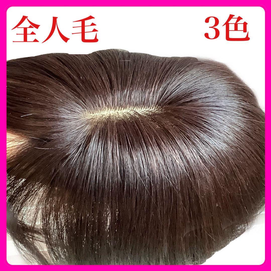 人毛100% 総手植 医療用 部分ウィッグ ヘアピース かつら ブラウン 茶 黒