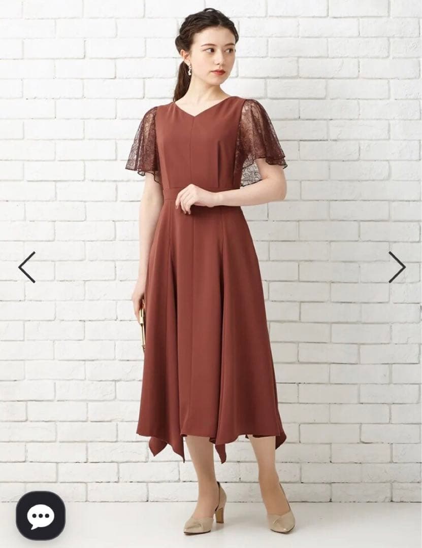 Aimer エメ　イレギュラーヘム・ミモレ丈ドレス パーティードレス　イエベ秋