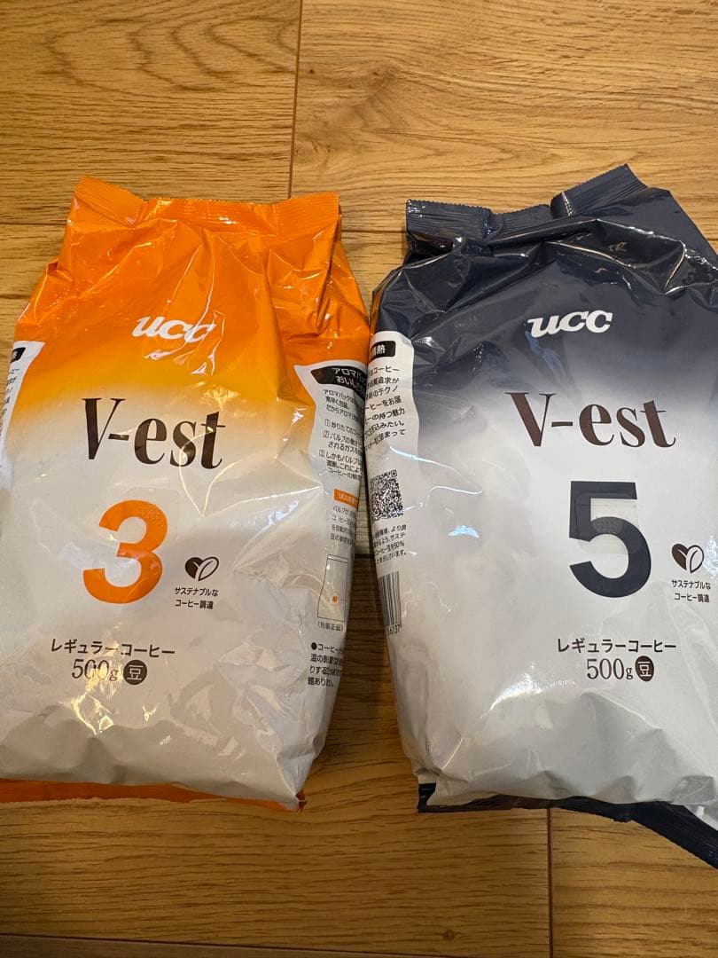 コーヒー豆　UCC V-est レギュラーコーヒー 500g 3と5のセット