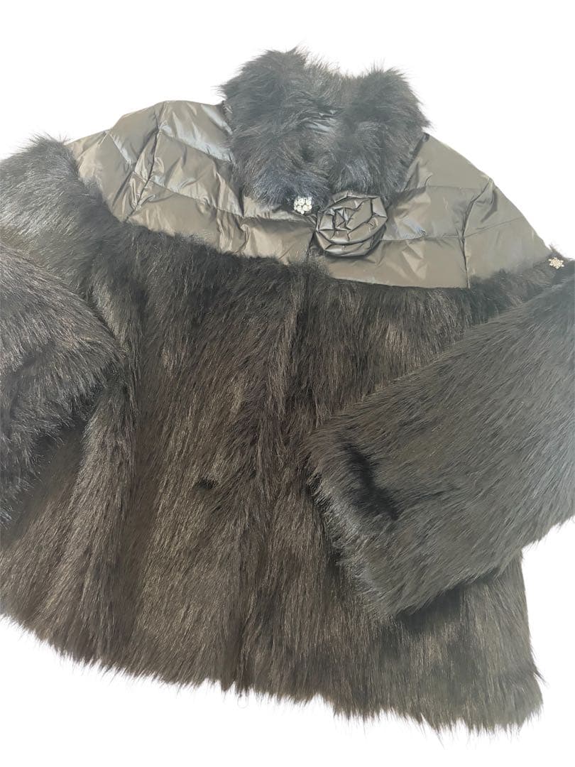 スーパービューティー❤︎フェイクファー切替ダウン ショートコート　44