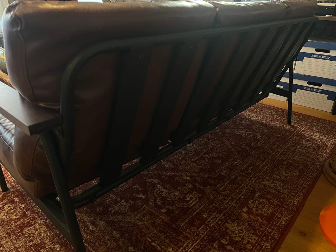 ニトリ 3人用ソファ スペンスKD ブラウン レザーソファ